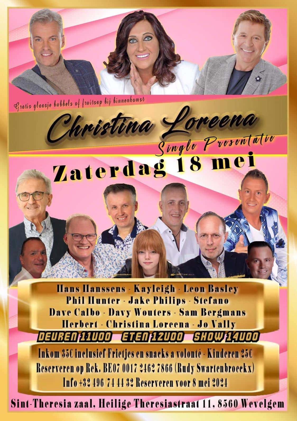 Zangeres Christina Loreena stelt haar nieuwe single voor in Wevelgem