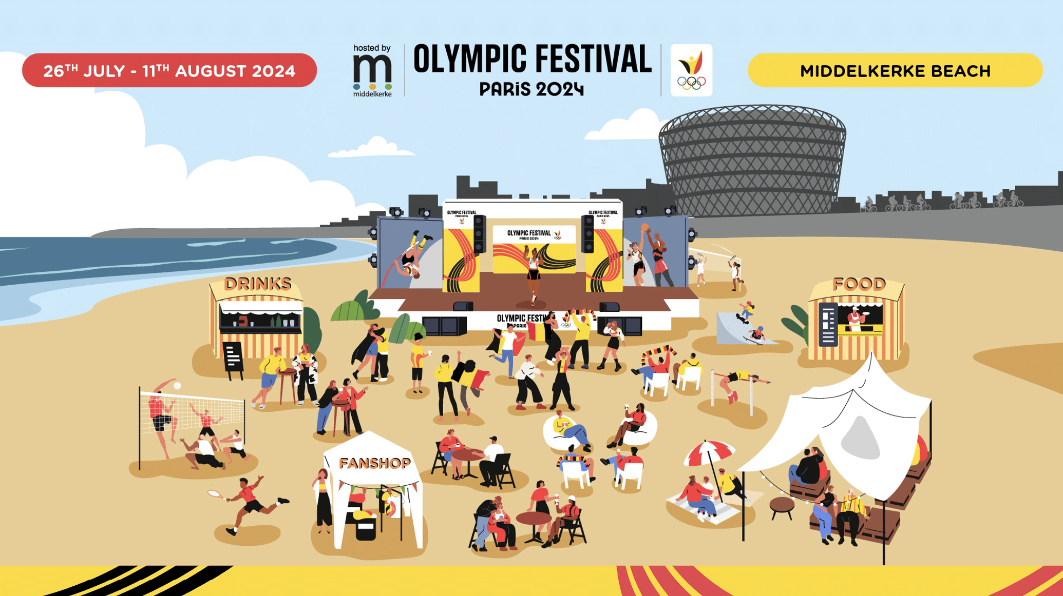 Olympic Festival verwelkomt deze zomer 17 dagen lang Belgische supporters, helden van Parijs en topartiesten in Middelkerke