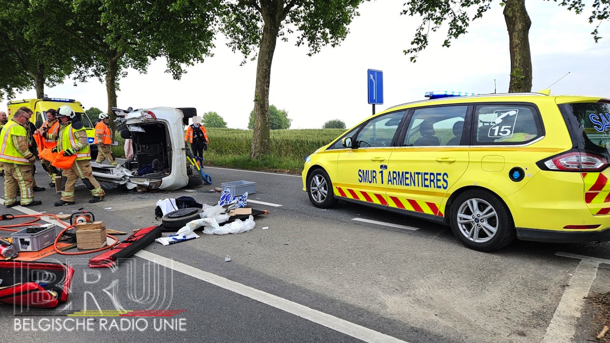 brandweerinterventie; openknippen voertuig;