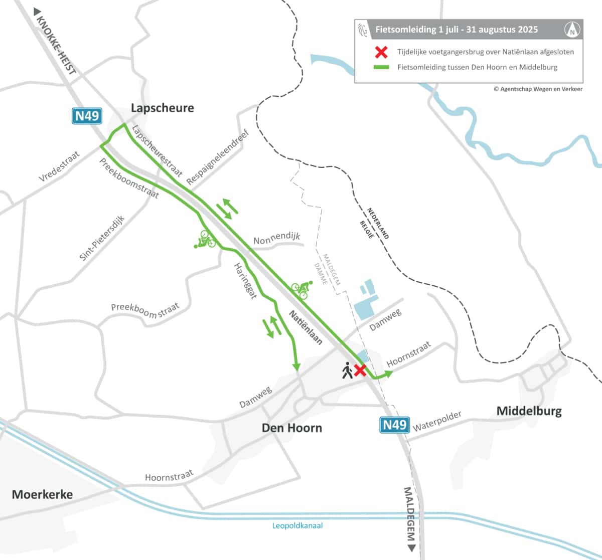 Tijdelijke voetgangersbrug over Natiënlaan verdwijnt vanaf 1 juli