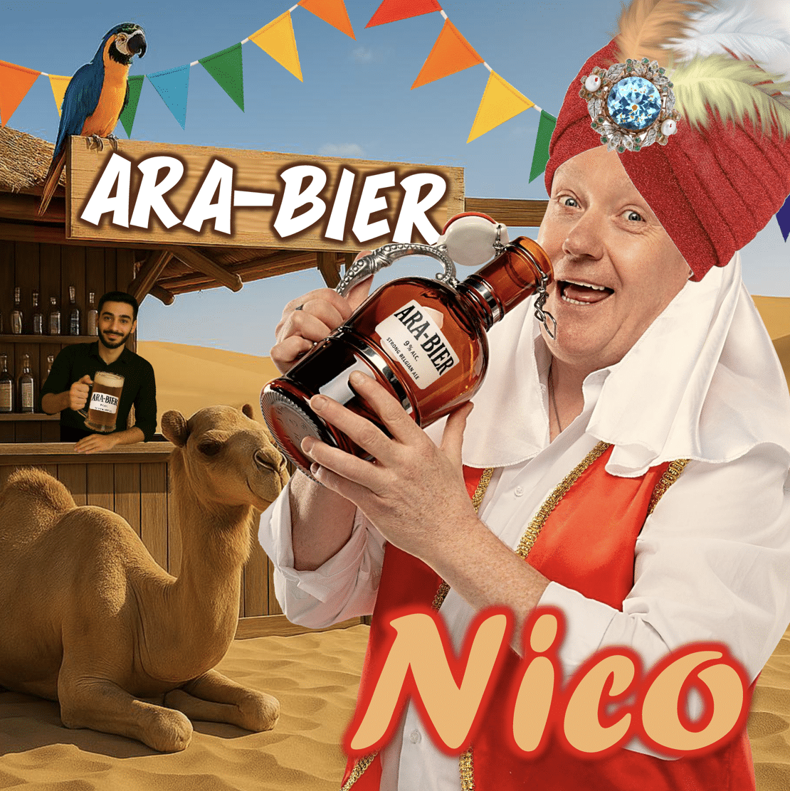 Ambiancemaker Nico uit Zottegem serveert deze zomer Ara-Bier
