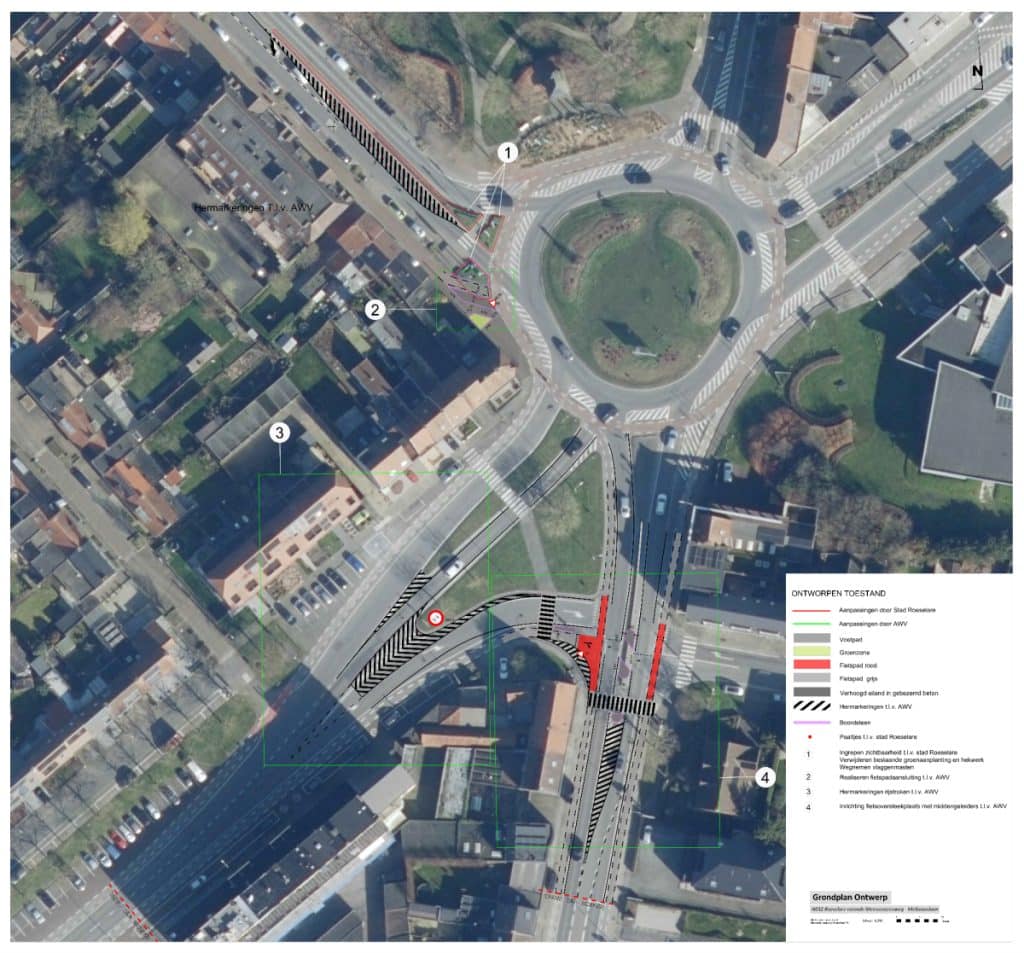 Roeselare: bijkomende quick win ingrepen op gevaarlijke rotonde aan Spillebad