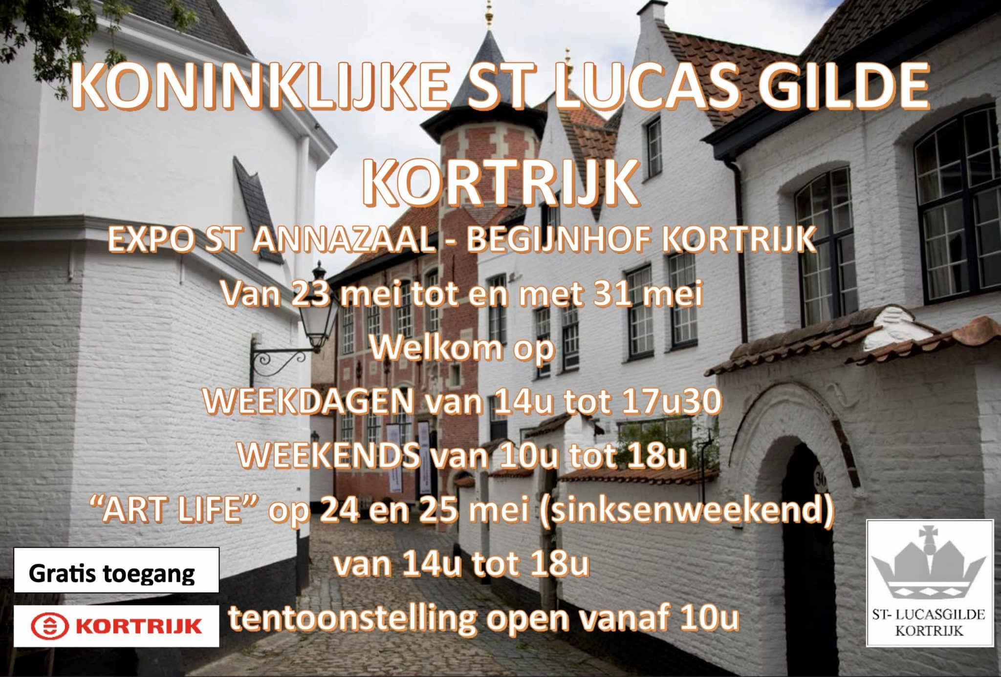 Kunsttentoonstelling door Koninklijke St Lucasgilde in het historische Begijnhof van Kortrijk